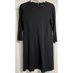 J. McLaughlin Black Sheath‎ Dress 3/4 Sleeve Stretch Size XS Pockets Career